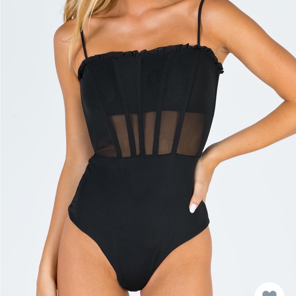 Black mesh bodysuit